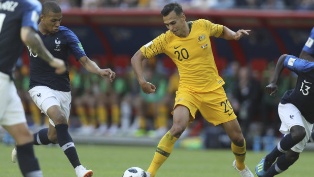 Rock at the back: Trent Sainsbury was among Australia's best.