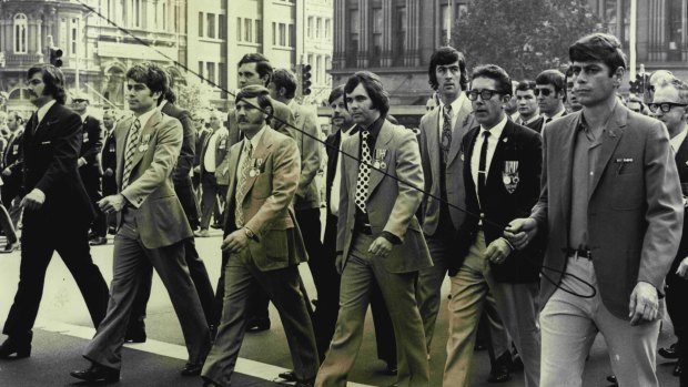 Veterans of the Vietnam War march in Sydney's Anzac day parade in 1973.