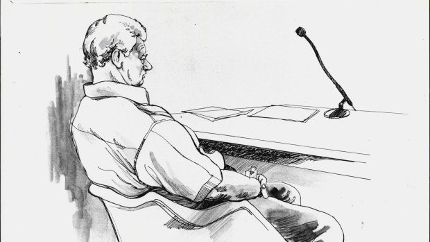 Artists' Impression of John Wayne Glover in court on March 28, 1990