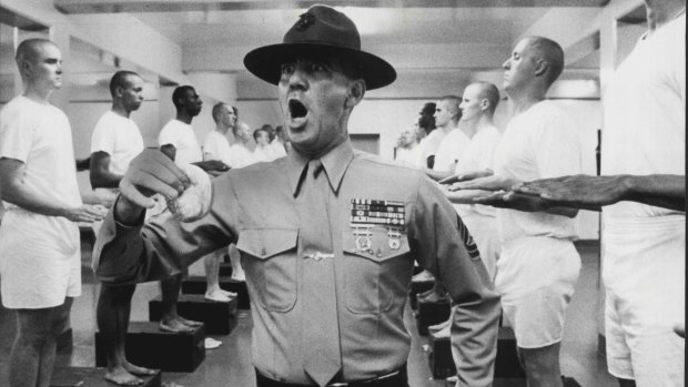 Lee Ermey as Gunnery Sgt. Hartman in Full Metal Jacket.