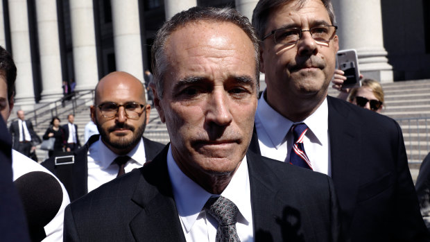 Chris Collins leaves a federal court in New York in August after being charged with insider trading. 