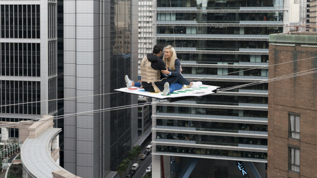 Newling and Oetjen perched high above Sydney on the first single date of the series. 