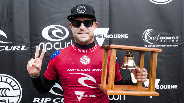 No fairytale ending: Mick Fanning  came second in the final of the Rip Curl Pro at Bells Beach on Thursday.