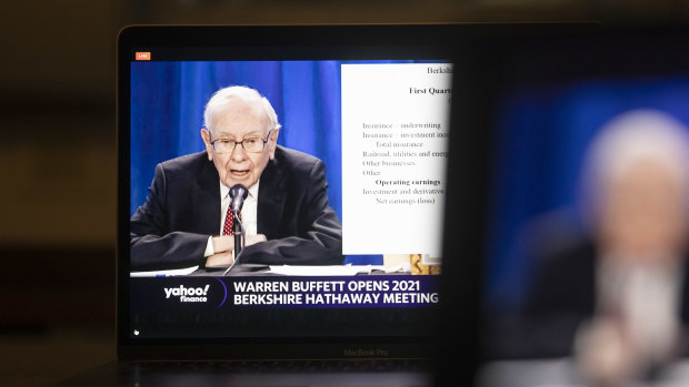 Warren Buffett’s address to investors was held virtually for the second consecutive year because of the pandemic.