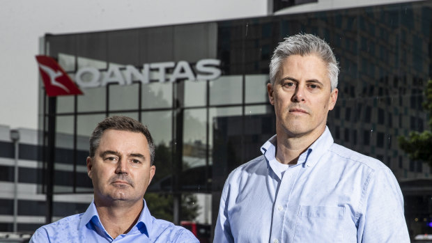 Former Qantas pilots Anthony Byrnes and Campbell Gribble. 