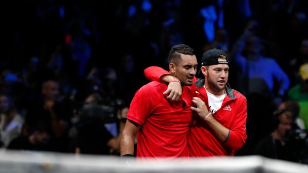 Nick Kyrgios and Jack Sock during last year's Laver Cup.