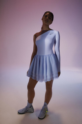 Serena Williams in another version of the tennis dress designed for her US Open campaign.