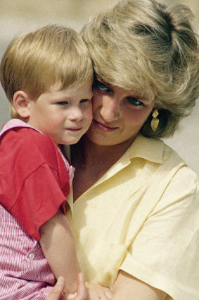 Prince Harry with his mum, Princess Diana, in 1987.