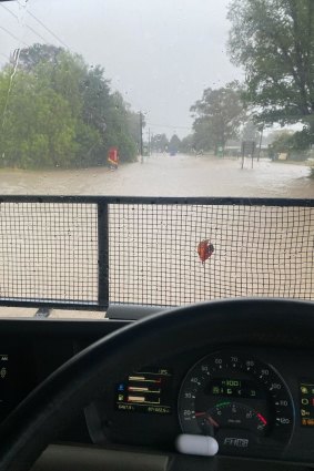 High Street, the main road into Heathcote, was under water on Monday.