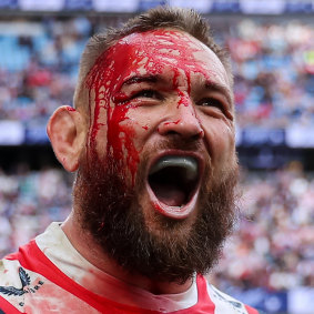 Jared Waerea-Hargreaves after suffering a head injury against St George Illawarra.