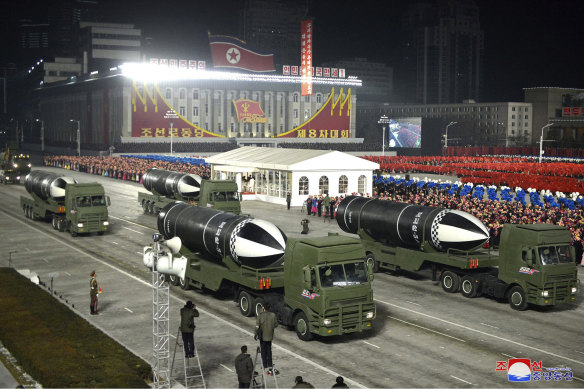 Pictures supplied by the North Korean government purport to show missiles that can launch from submarines. 