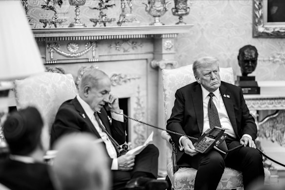Benjamin Netanyahu apologises to the Qatari leader for Israel violating Qatari sovereignty with an airstrike targeting Hamas officials as a grim-faced Donald Trump listens.