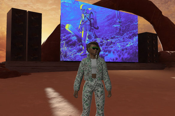 An avatar designed using Stable Diffusion on the Stageverse platform.