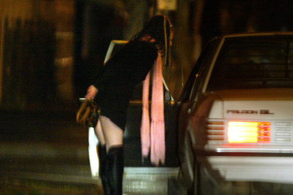 A street sex worker in St Kilda in 2004.