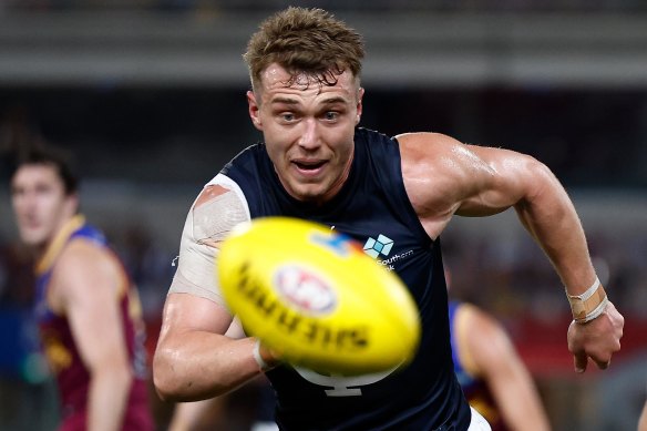 Patrick Cripps fought hard but Carlton were swamped early in their elimination final.