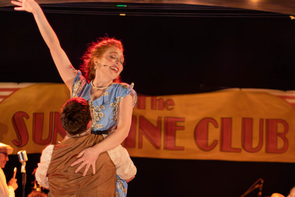 Sweethearts Frank (Garret Lyon) and Rose (Claire Warrillow) in The Sunshine Club.