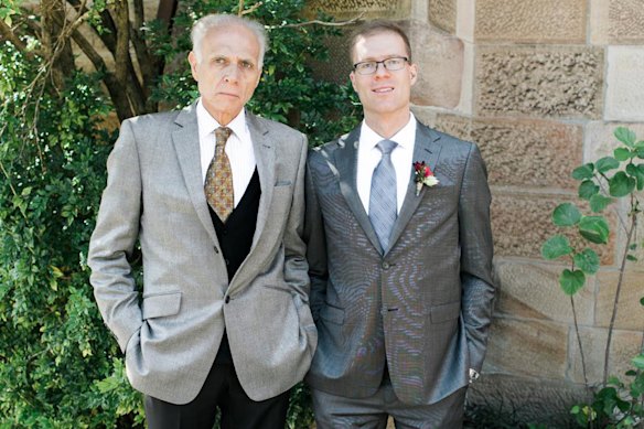 David Stewart (left) with his son Nathanael Stewart, on his son’s wedding day in 2017.