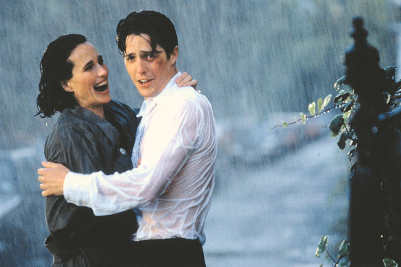 Romance at last: Andie MacDowell and Hugh Grant in Four Weddings and a Funeral.