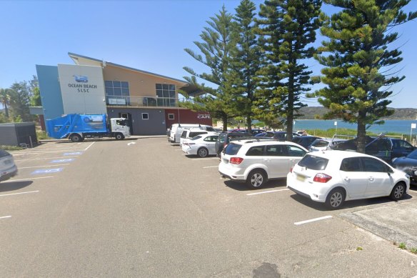 The car park at Ocean Beach Surf Life Saving Club. 