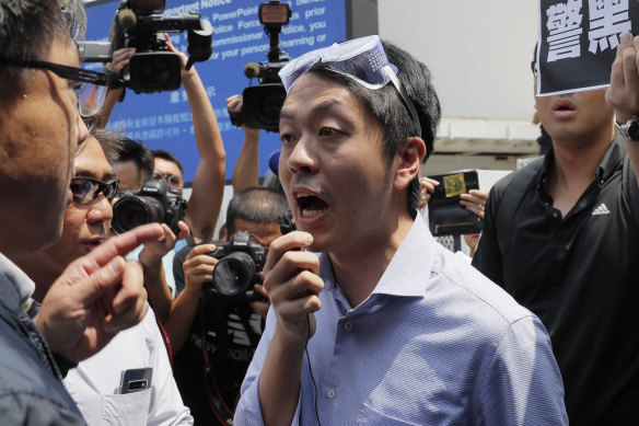 Pro-democracy Hong Kong lawmaker Ted Hui, pictured during a demonstration last year.