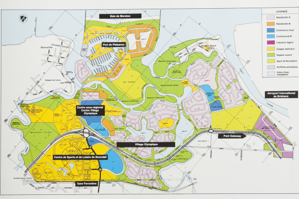 The proposed Boondall zone for the 1992 Brisbane Olympic Games (note: the bid book was written in French, the official primary language of the International Olympic Committee).