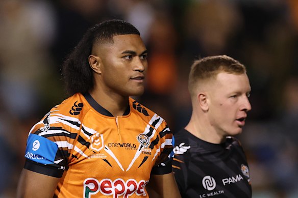 Tigers wrecking ball Samuela Fainu.