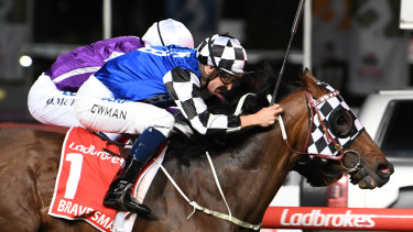Fortune favours: Brave Smash edges Spirit Of Valor in the Manikato Stakes.