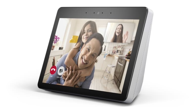 Amazon's Echo Show is bigger than Google's Home Hub, and features a camera for video calls.