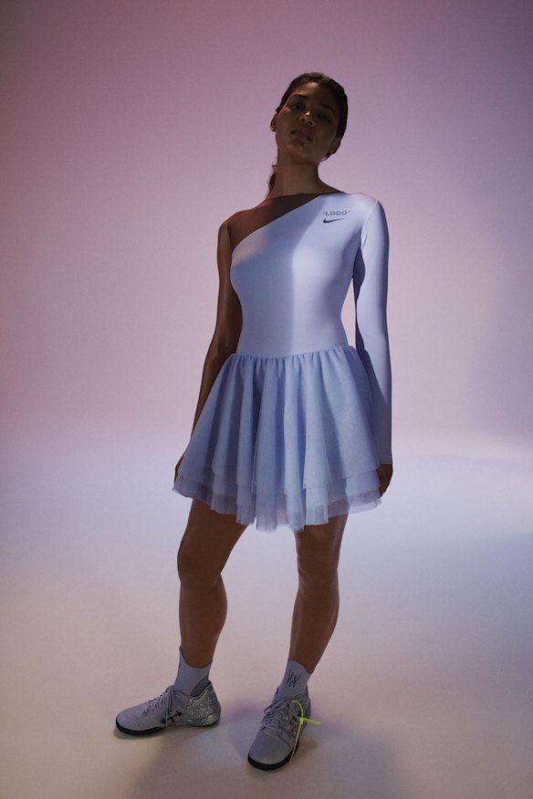 Serena Williams in another version of the tennis dress designed for her US Open campaign.