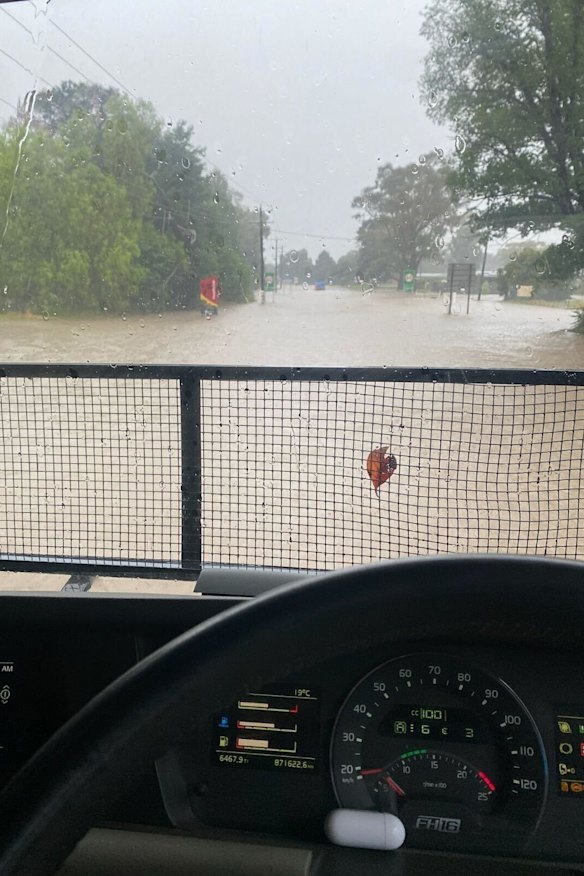 High Street, the main road into Heathcote, was under water on Monday.