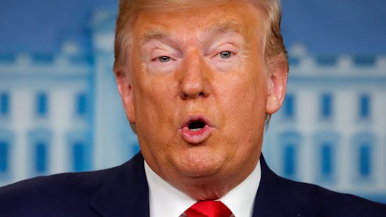 US President Donald Trump providing an update on coronavirus on Saturday, local time. 