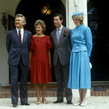 Prime minister Bob Hawke, wife Hazel and Charles and Diana in Canberra in 1983.