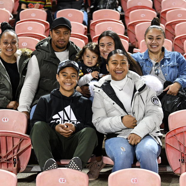 Jarome Luai's family watching on during last week's win against Parramatta at Panthers Stadium.