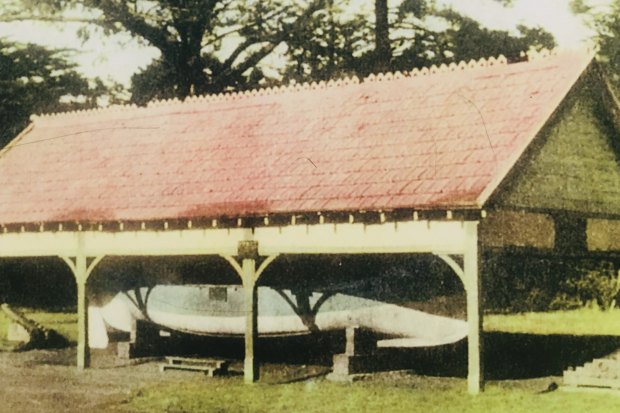 Admella Disaster Portland The old lifeboat sat for decades in the Portland Botanic Gardens, a plaything for children. Historic photo at Portland Discovery Centre.
