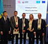 Kazakhstan’s Vice-Industry and Construction Minister Olzhas Saparbekov (left) with EBRD Kazakhstan deputy head Askar Namazbayev, Sarytogan Graphite technical director Dr Waldermar Mueller, European Union ambassador Aleska Simkic and European Commission DG Grow director Joaquim Nunes de Almeida.