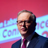 Australian Prime Minister Anthony Albanese at the Victorian Labor State Conference.