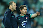 Michael Cheika and Bernard Foley at the Waratahs in 2015.