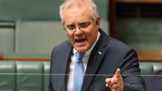 Prime Minister Scott Morrison during Question Time at Parliament House.