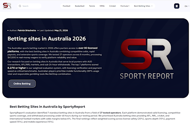 Sporty report fake website Patrick Brischetto AI investigation