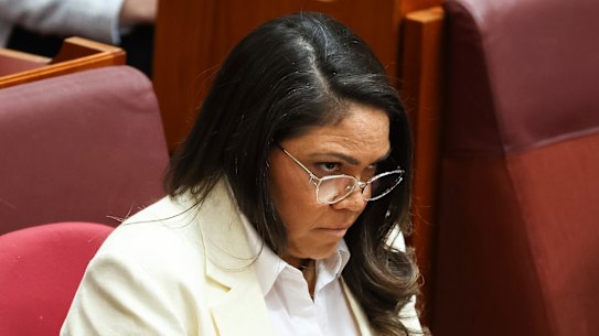 Jacinta Nampijinpa Price during question time in the Senate in August