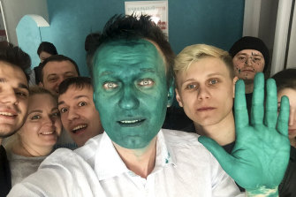 In 2017, Alexei Navalny kept posting his videos after an unknown assailant sprayed a bright green antiseptic on his face.