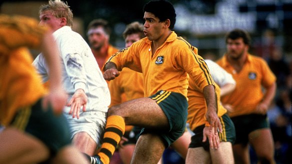 Mark Ella during a match on Australia’s grand tour of Europe in 1984.