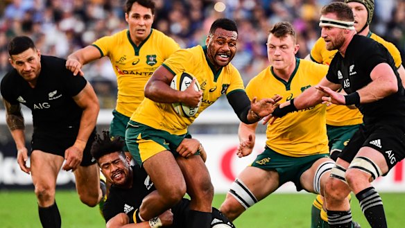 Welcome return: Samu Kerevi on the burst against the All Blacks in Yokohama.
