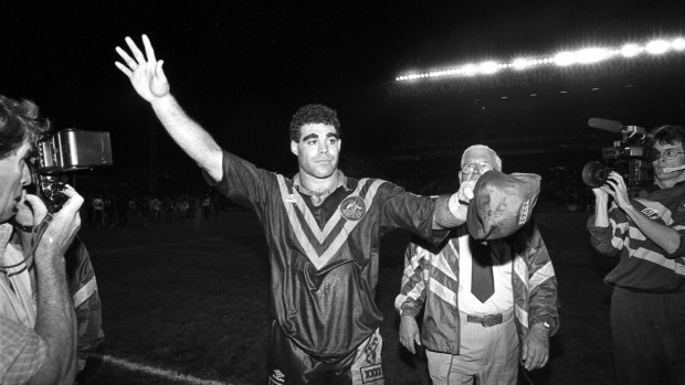 Possible Immortal-in-waiting: Mal Meninga after Australia beat Great Britain in the third Test at Lang Park in 1992.