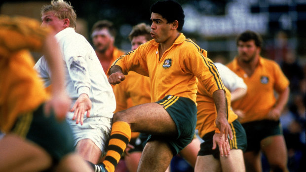 Mark Ella during a match on Australia’s grand tour of Europe in 1984.