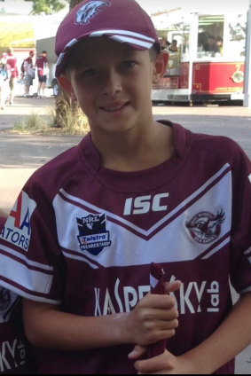 A young Jake Arthur wore Sea Eagles colours when his father Brad was an assistant coach at the club.