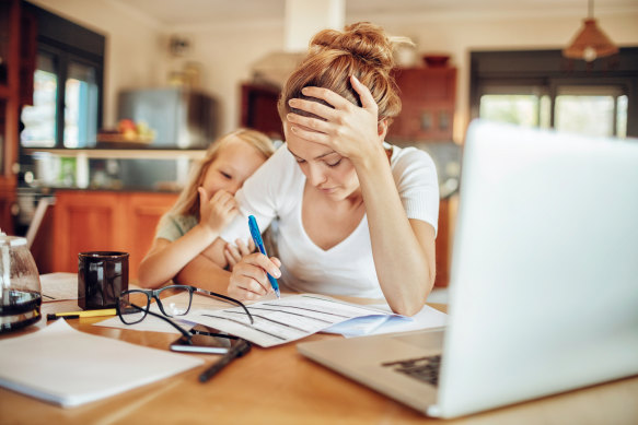 Women are juggling working from home with childcare.