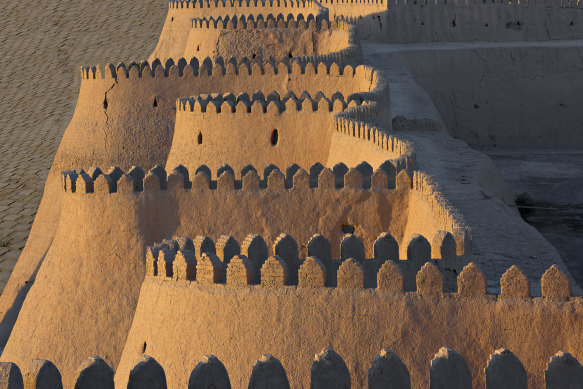 City walls of Khiva in Uzbekistan.
