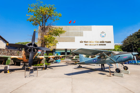 War aircraft on display outside the War Remnants Museum.