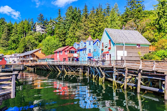 The colourful Ketchikan waterfront … a popular port of call for Alaskan cruisers.